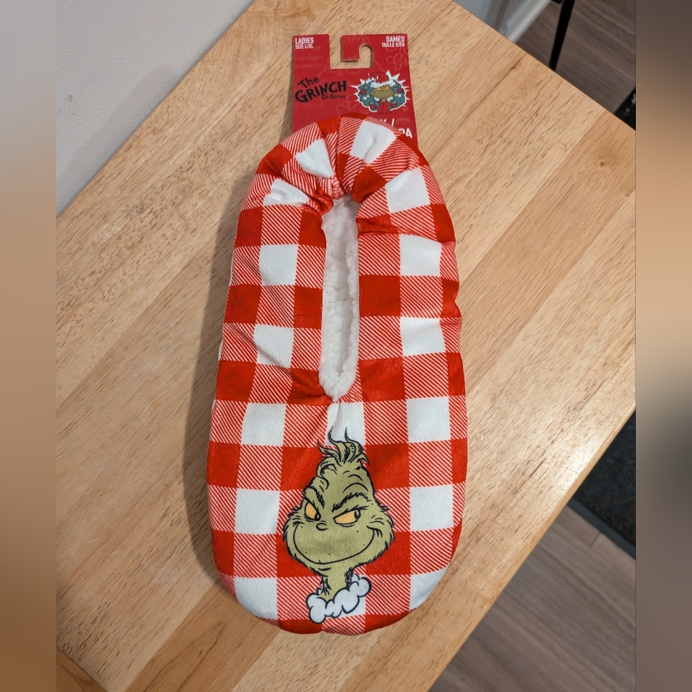 MAD Engine Red and White Checkered Grinch Slippers